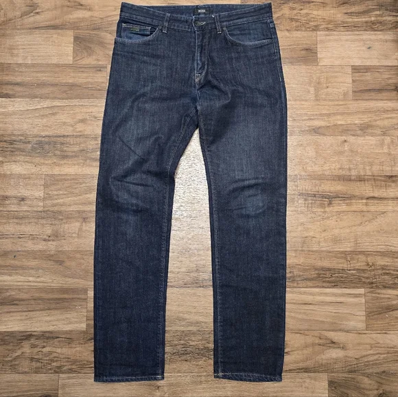 Hugo Boss Mens Jeans Slim Fit 34x30 Dark Wash Black Stretch - Picture 2 of 7